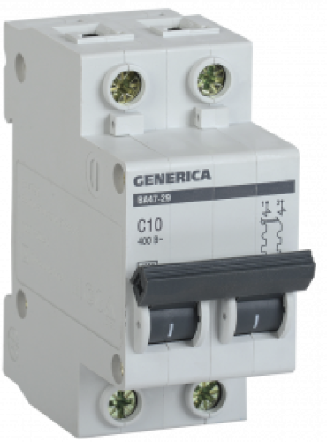 Авт. выкл. ВА47-29 2Р 10А 4,5кА х-ка С GENERICA