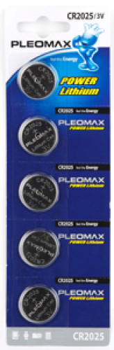 Батарейки Pleomax CR2025-5BL Lithium (100/2000/66000)