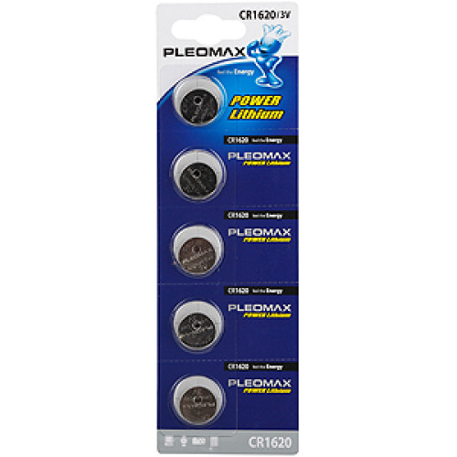 Батарейки Pleomax CR1620-5BL Lithium (100/2000/48000)