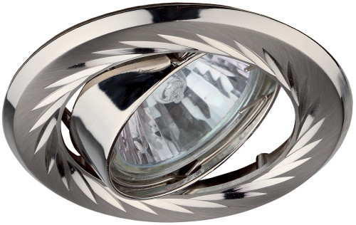 Светильник KL6A SN/N  ЭРА литой пов. с гравировкой по кругу MR16,12V/220V, 50W сатин никель/никель