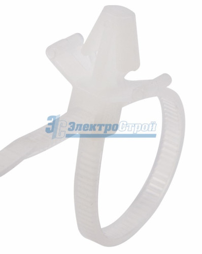 Хомут с крепеж.пистоном  100 x 2,5 мм 100 шт белый  REXANT