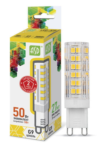 Лампа светодиодная LED-JCD-standard 5Вт 230В G9 3000К 450Лм ASD