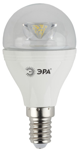 Лампа светодиодная Эра LED P45-7W-827-E14-Clear (диод,шар,7Вт,тепл, E14)