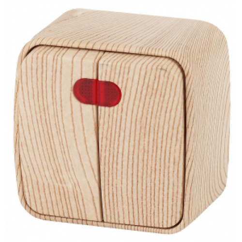 3-105-11  Intro Выключатель двойной с подсветкой, 10А-250В, IP20, ОУ, Polo, сосна