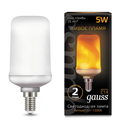 Лампа Gauss Led T65 Corn Flame 5W E14 1500K 1/10/100