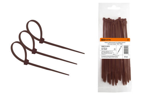 Хомут нейлоновый 2.5х100мм (венге) (25 штук) серия 