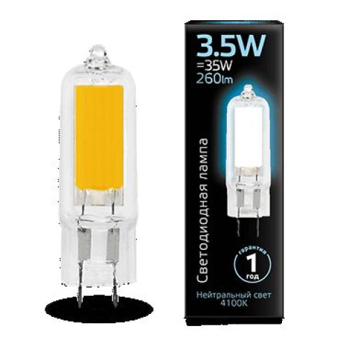 Лампа Gauss LED G4 AC220-240V 3.5W 4100K Glass 1/10/200