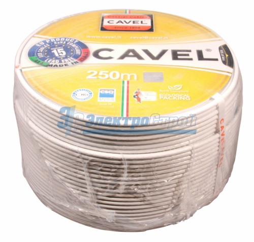 Кабель SAT 703 B, Cu/Al/CuSn, (75%), 75 Ом, 250м., белый  CAVEL