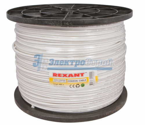 Кабель для видеонаблюдения ККСВ-В + 4х0.5мм., 305м., белый  REXANT