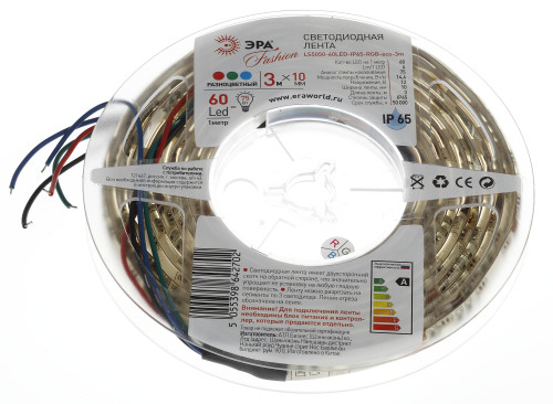 Лента светодиодная ЭРА LS5050-60LED-IP65-RGB-eco-3m