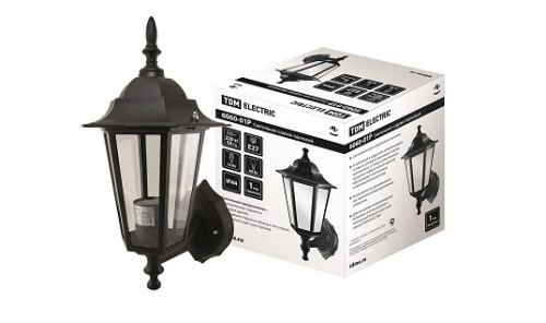 Светильник 6060-02Р садово-парковый шестигранник, 60 Вт, вниз, черный,  в разборе, Ч/Б, TDM