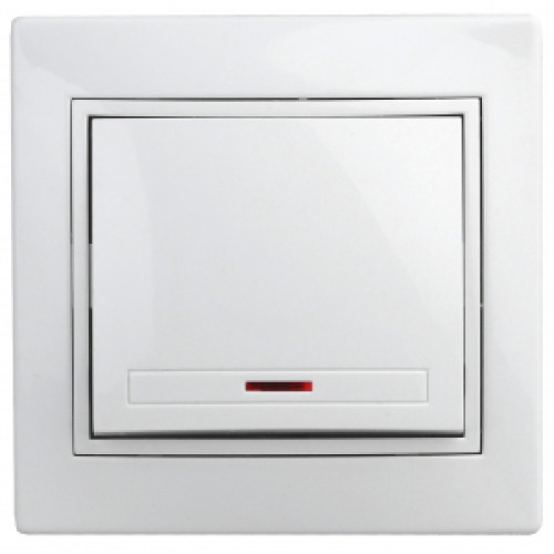 1Э-102-01  Intro Выключатель с подсветкой, 10А-250В, СУ, б.л., Plano, белый