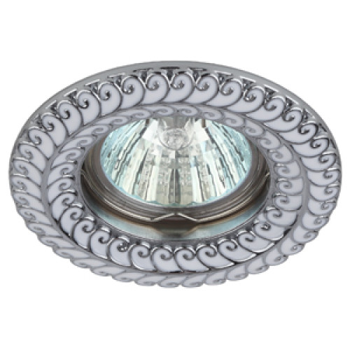 Светильник KL72WH/SL  ЭРА литой MR16,12V/220V, 50W белый/серебро