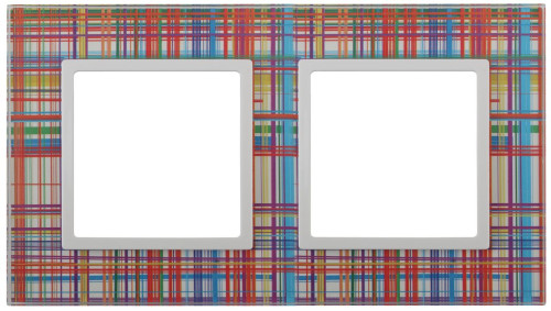 14-5102-00  ЭРА Рамка на 2 поста, стекло, Эра Elegance, прозрачный+бел