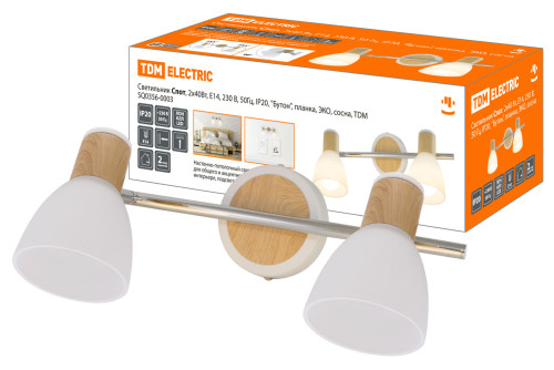 Светильник Спот, 2х40Вт, Е14, 230 В, 50 Гц, IP20, 