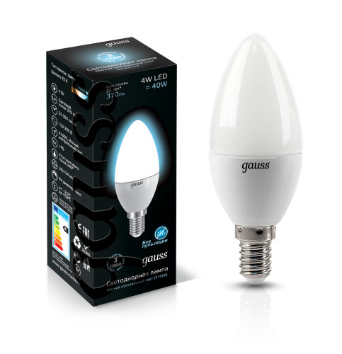 Лампа Gauss LED Candle 4W E14 4100K 1/10/50