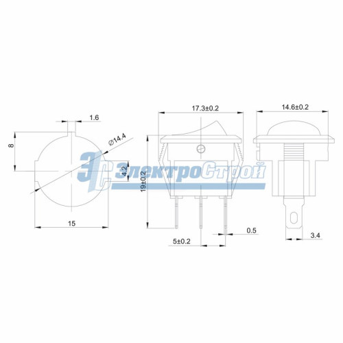 Выключатель клавишный круглый 250V 3А (3с) ON-OFF красный  с подсветкой  Micro  REXANT