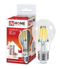 Лампа светодиодная LED-A60-deco 11Вт 230В Е27 6500К 990Лм прозрачная IN HOME