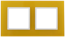 14-5102-21  ЭРА Рамка на 2 поста, стекло, Эра Elegance, жёлтый+бел