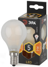 Лампа светодиодная Эра F-LED P45-5W-827-E14 frost (филамент, шар мат., 5Вт, тепл, E14)
