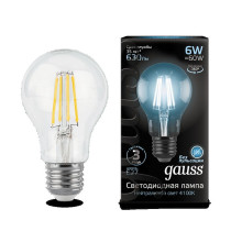 Лампа Gauss LED Filament A60 E27 6W 4100К 1/10/40
