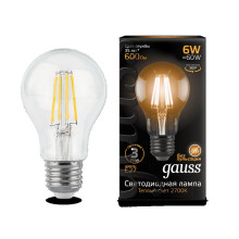 Лампа Gauss LED Filament A60 E27 6W 2700К 1/10/40