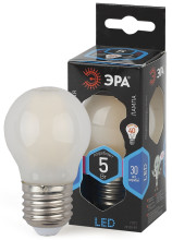 Лампа светодиодная Эра F-LED P45-5W-840-E27 frost (филамент, шар мат., 5Вт, нейтр, E27)