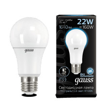 Лампа Gauss LED A70 22W E27 4100K 1/10/50