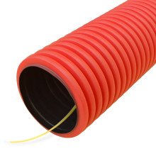 Труба гофрированная двустенная ПНД гибкая тип 450 (SN16) с/з красная д75 (50м/уп) Промрукав