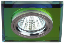 Светильник DK8 CH/MIX  ЭРА декор стекло квадрат MR16,12V/220V, 50W, хром/мультиколор