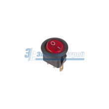 Выключатель клавишный круглый 250V 6А (3с) ON-OFF красный  с подсветкой  REXANT
