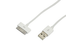 USB кабель для iPhone 4/4S 30 pin шнур 1М белый, без индивидуальной упаковки