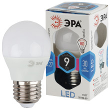 Лампочка светодиодная ЭРА STD LED P45-9W-840-E27 E27 9Вт шар нейтральный белый свет