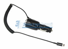 Автозарядка в прикуриватель для iPhone5/5S (АЗУ) шнур спираль черная блистер