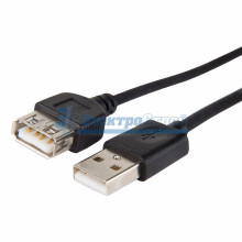 Шнур  шт. USB А (male) - гн. USB А (female) 1 м. черный