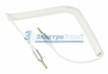 Аудио кабель AUX 3.5 мм шнур спираль 1M белый