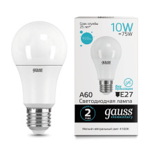 Лампа Gauss LED Elementary A60 10W E27 4100K 1/10/50