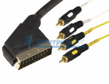 Шнур SCART Plug - 4RCA Plug  1.5М  (GOLD)  REXANT