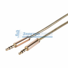 AUX-кабель в гибкой металлической оплетке (золото) 3. 5 мм 1М