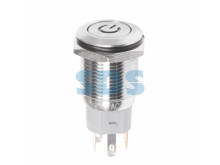 Кнопка  антивандальная Ø16 250В Б/Фикс (5с) (ON)-OFF плоская подсв/синяя POWER  REXANT