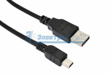 Шнур  mini USB (male) - USB-A (male)  1.8M  черный  REXANT