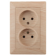 4-204-11  Intro Розетка 2х2P, 16А-250В, СУ, Solo, сосна