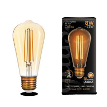 Лампа Gauss LED Filament ST64 E27 8W Golden 2400К 1/10/40