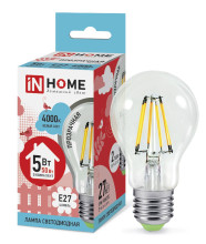 Лампа светодиодная LED-A60-deco 5Вт 230В Е27 4000К 450Лм прозрачная IN HOME