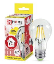 Лампа светодиодная LED-A60-deco 7Вт 230В Е27 3000К 630Лм прозрачная IN HOME