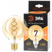 F-LED G95-7W-824-E27 spiral gold ЭРА (филамент, шар спир зол, 7Вт, тепл, E27) (20/560)
