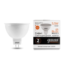 Лампа Gauss LED Elementary MR16 GU5.3 5.5W 3000К 1/10/100