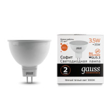 Лампа Gauss LED Elementary MR16 GU5.3 3.5W 3000K 1/10/100