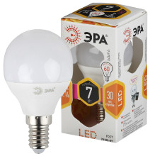 Лампочка светодиодная ЭРА STD LED P45-7W-827-E14 E14 7Вт шар теплый белый свет
