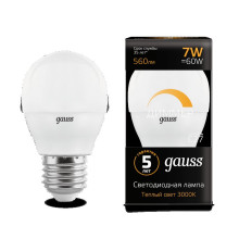 Лампа Gauss LED Globe-dim E27 7W 3000К диммируемая 1/10/100